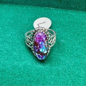 Vibrant Silver Ring with Purple Mojave Turquoise stone